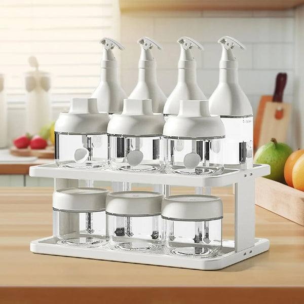 2-Tier Spice Rack Set – Portable Cup Storage Shelf for Kitchen Cabinets