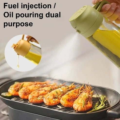 2-in-1 Oil Dispenser & Sprayer: Kitchen Oil Bottle with Pump