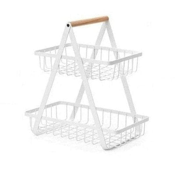 2 Tier Metal Storage Basket for Efficient Fruit and Vegetable Organization