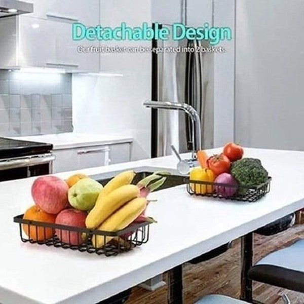 2 Tier Metal Storage Basket for Efficient Fruit and Vegetable Organization