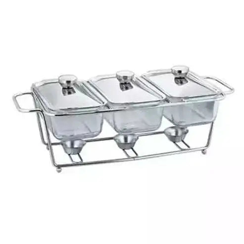 3 Slots Food Warmer Glass Buffet Catering