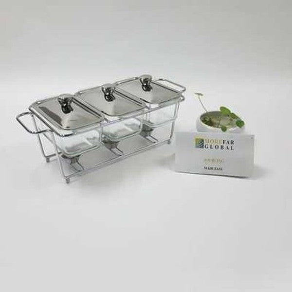 3 Slots Food Warmer Glass Buffet Catering