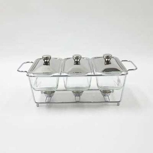 3 Slots Food Warmer Glass Buffet Catering