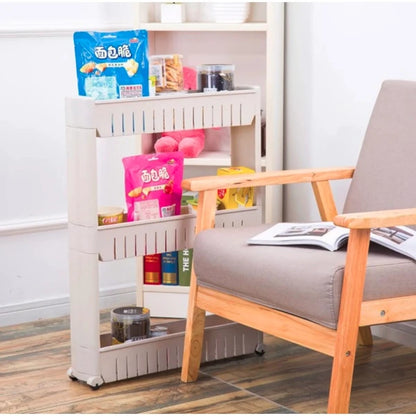 3-Tier Mobile Storage Cabinet on Wheels for Bathroom or Kitchen