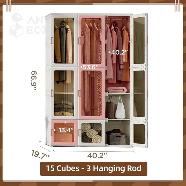 foldable wardrobe storage cabinet with doors