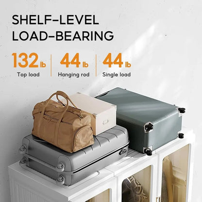 clothes storage cabinet with transparent doors