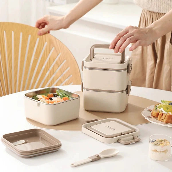 304 Stainless Steel Bento Lunch Box – Leakproof Microwavable Multi-layer Food Container