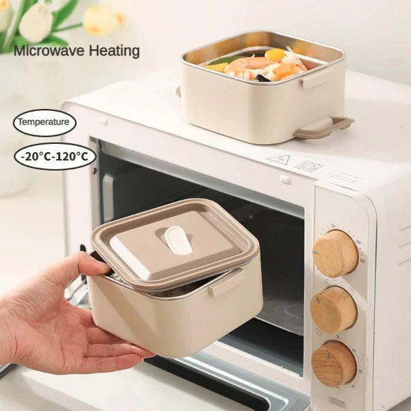 304 Stainless Steel Bento Lunch Box – Leakproof Microwavable Multi-layer Food Container