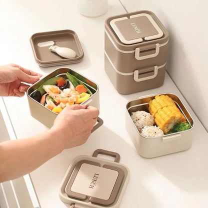304 Stainless Steel Bento Lunch Box – Leakproof Microwavable Multi-layer Food Container