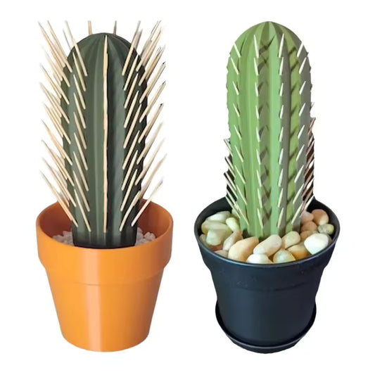 3D Printed Cactus Toothpick Dispenser, House Plant Cacti Hold 117 Round Tooth Picks