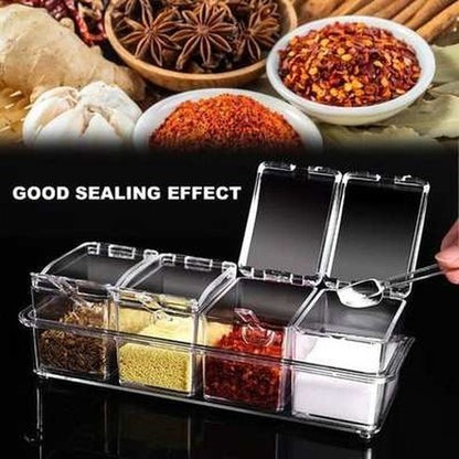 4 Crystal Seasoning Storage Container with Spoon