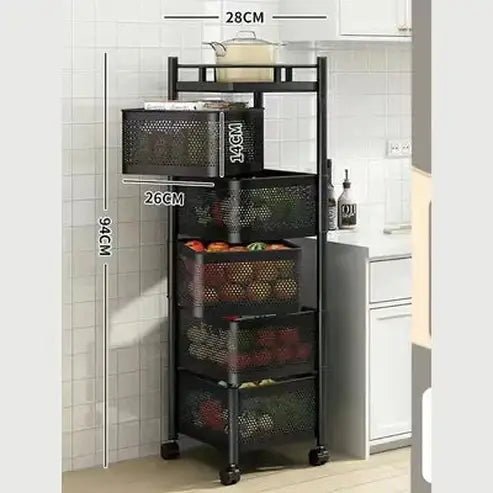 5-Tier Rolling Fruit and Vegetable Storage Cart