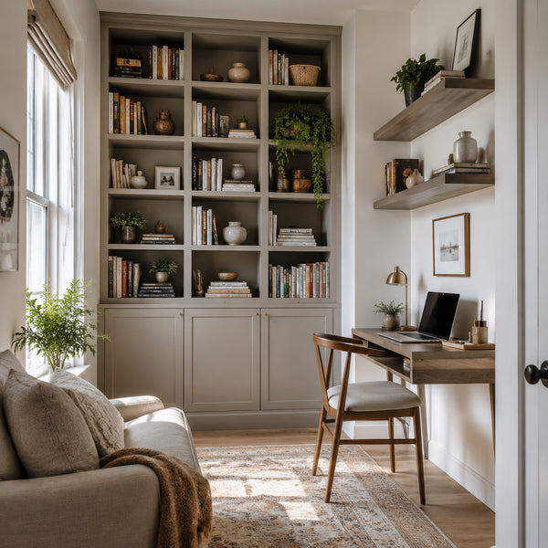 Vertical shelving maximizing storage in a compact interior