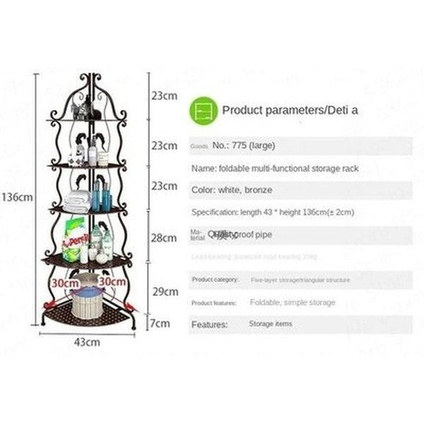5 Tier Nordic Style Bathroom Storage Corner Rack 