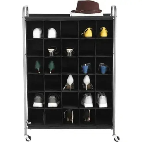 6 Tier Black Shoe Organizer: Store Up to 30 Pairs with Ease