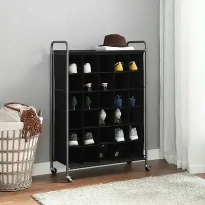 6 Tier Black Shoe Organizer: Store Up to 30 Pairs with Ease
