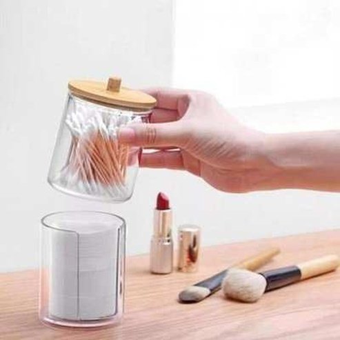 Acrylic Storage Jar Makeup Organizer Cotton