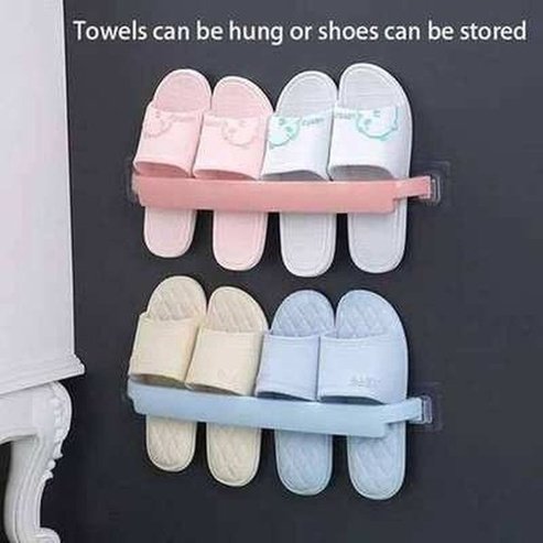 Adhesive Towel Rack Bathroom Towel Bar Shelf Wall Mounted