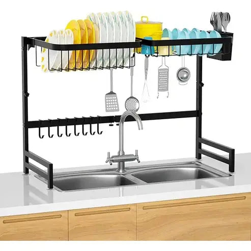 Adjustable Length Over-The-Sink Dish Drying Rack