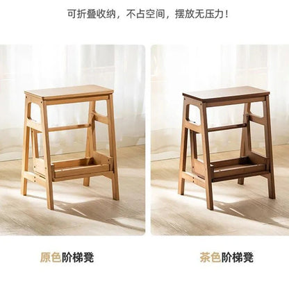 Aluminum Ladder Folding Step Stool, Home Steps Simple Mini Wooden Staircase