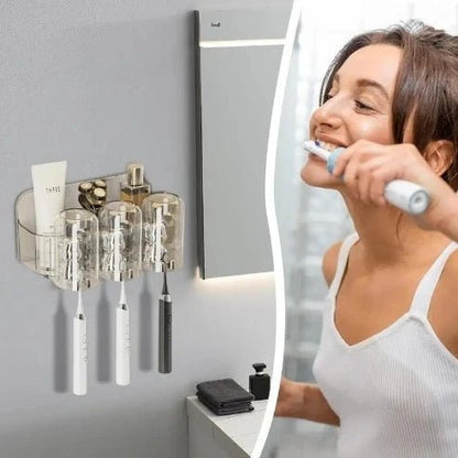 Automatic Toothpaste Squeezer and Magnetic Toothbrush Holder