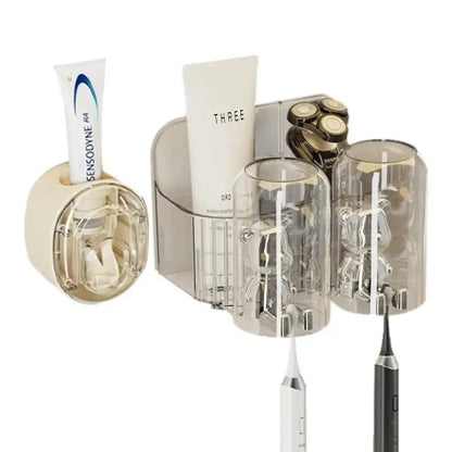 Automatic Toothpaste Squeezer and Magnetic Toothbrush Holder
