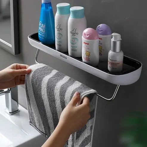 Bathroom Storage Rack: Adhesive Shower Shelf & Towel Hanger