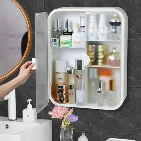 Bathroom Wall Hanging Makeup Storage Box without Punching