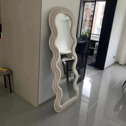 Bedroom Full Body Floor Mirror, Wave Decorative Mirror, Home Decoration