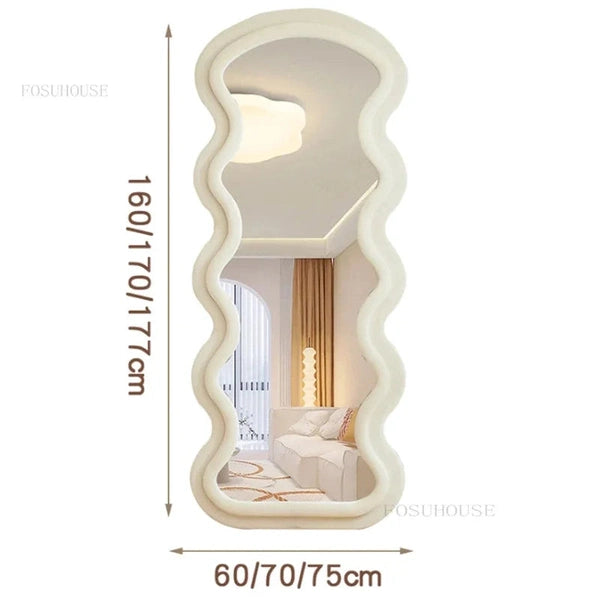 Bedroom Full Body Floor Mirror, Wave Decorative Mirror, Home Decoration