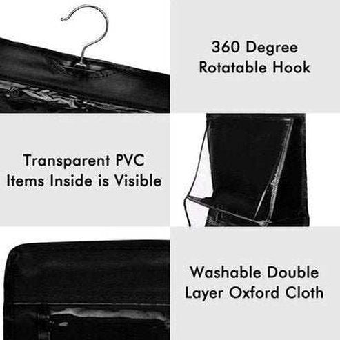 Black Handbag Hanging Organizer With 6 Pockets