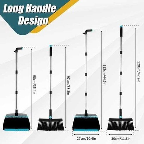 Broom and Dustpan Set with Long Handle