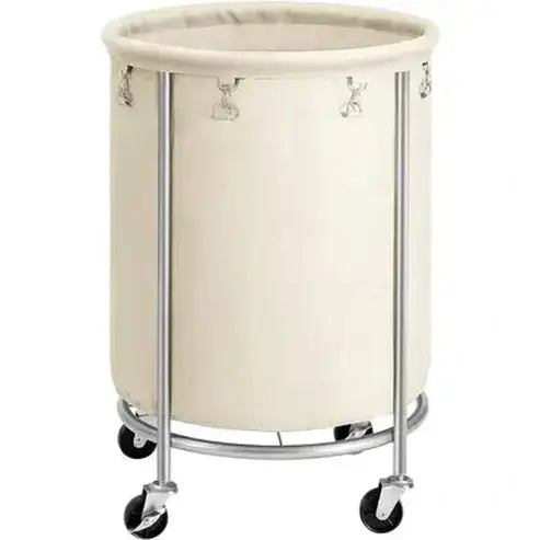 Canvas Round Laundry Basket with Wheels