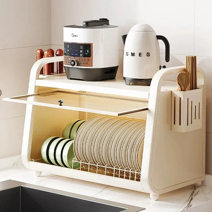 Carbon Steel Dish and Utensil Organizer, Kitchen Tableware Rack