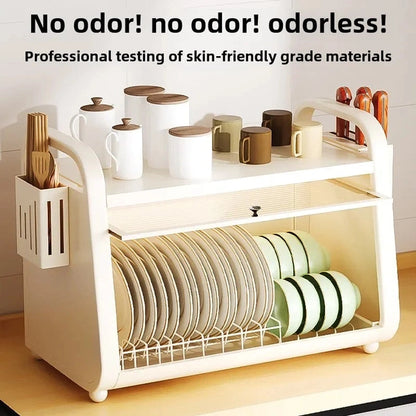 Carbon Steel Dish and Utensil Organizer, Kitchen Tableware Rack