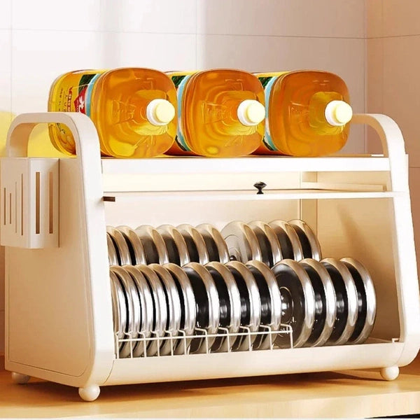 Carbon Steel Dish and Utensil Organizer, Kitchen Tableware Rack