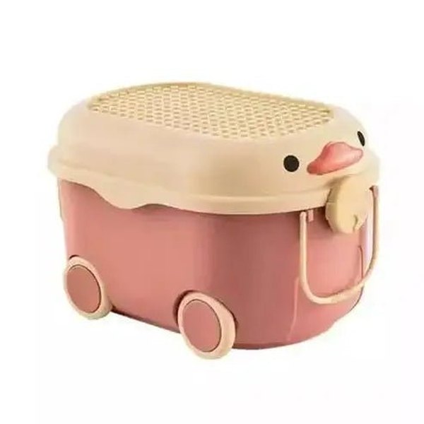 Cartoon Toys Storage Container with Wheels and Lid