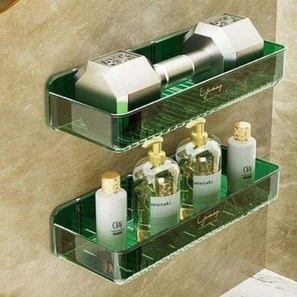 Clear Bathroom Shelf Toilet Sink Wall Hanging Storage Padded Bathroom Organizer for Cosmetics Wall Mounted Punch Free. Type: Bathroom Accessory Mounts.