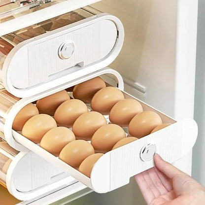 Clear Plastic Automatic Sliding Egg Holder Storage Box
