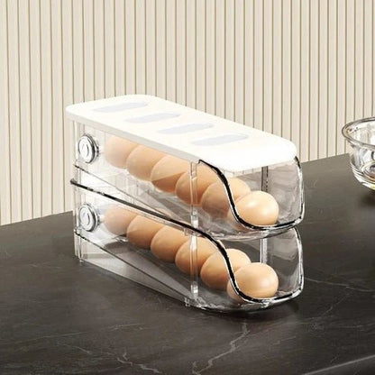 Clear Plastic Automatic Sliding Egg Holder Storage Box