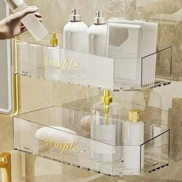 Clear bathroom storage rack for shampoo