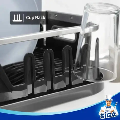 Compact Dish Drainer: Drainboard, Utensil Holder, Cup Rack