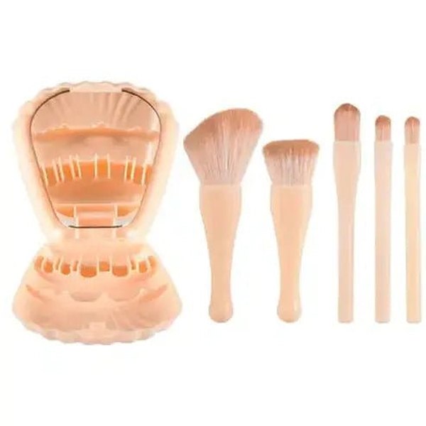 Compact Makeup Brush Set with Mirror