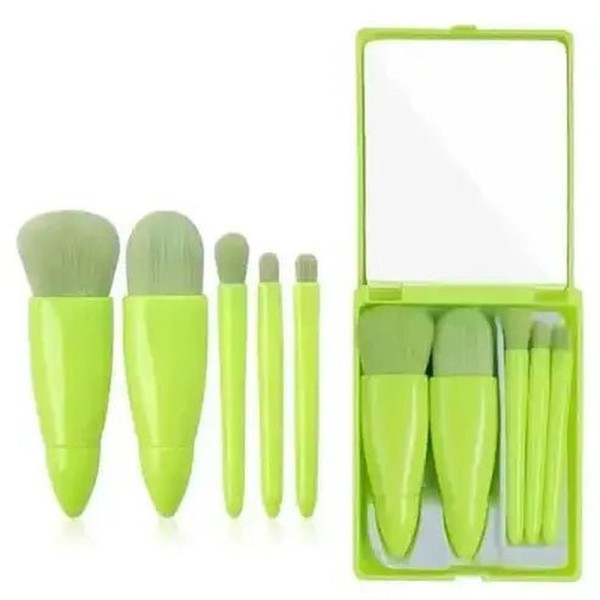 Compact Makeup Brush Set with Mirror