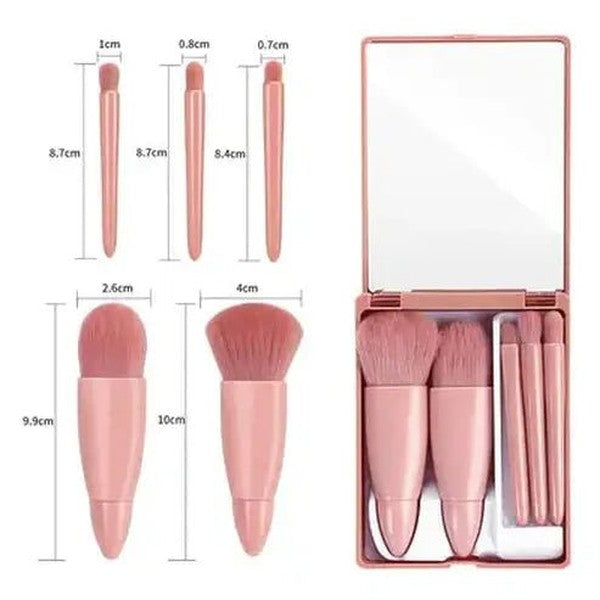 Compact Makeup Brush Set with Mirror
