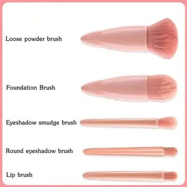 Compact Makeup Brush Set with Mirror