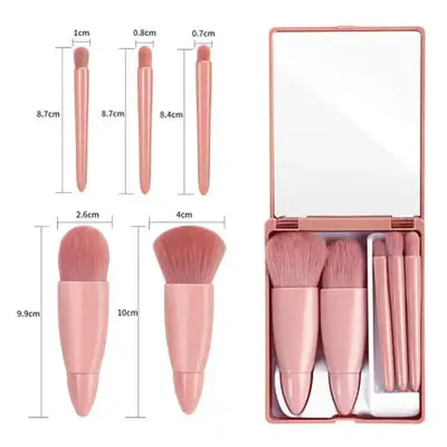 Compact Makeup Brush Set with Mirror