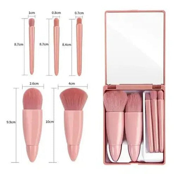 Compact Makeup Brush Set with Mirror