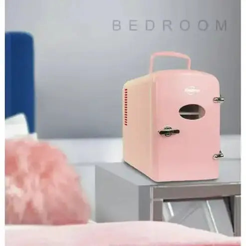 Compact and Portable Pink 6-Can Mini Fridge