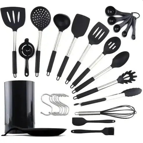 Complete Kitchen Tool Set: 31-Piece Silicone Cookware Collection